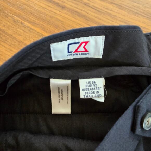 Cutter & Buck Mens Dress Pants Minimalist Preppy Office 36 x31 Black Pleated - Picture 10 of 12